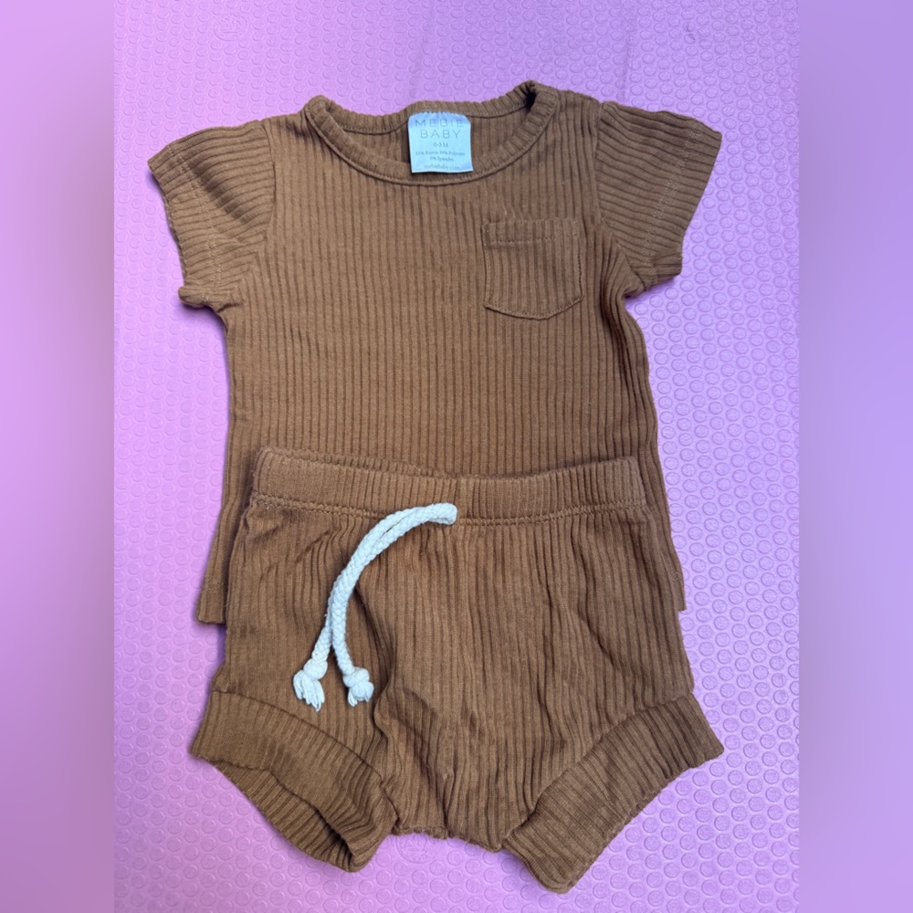 Rust Organic Cotton Ribbed Short Set - Picture 4 of 9